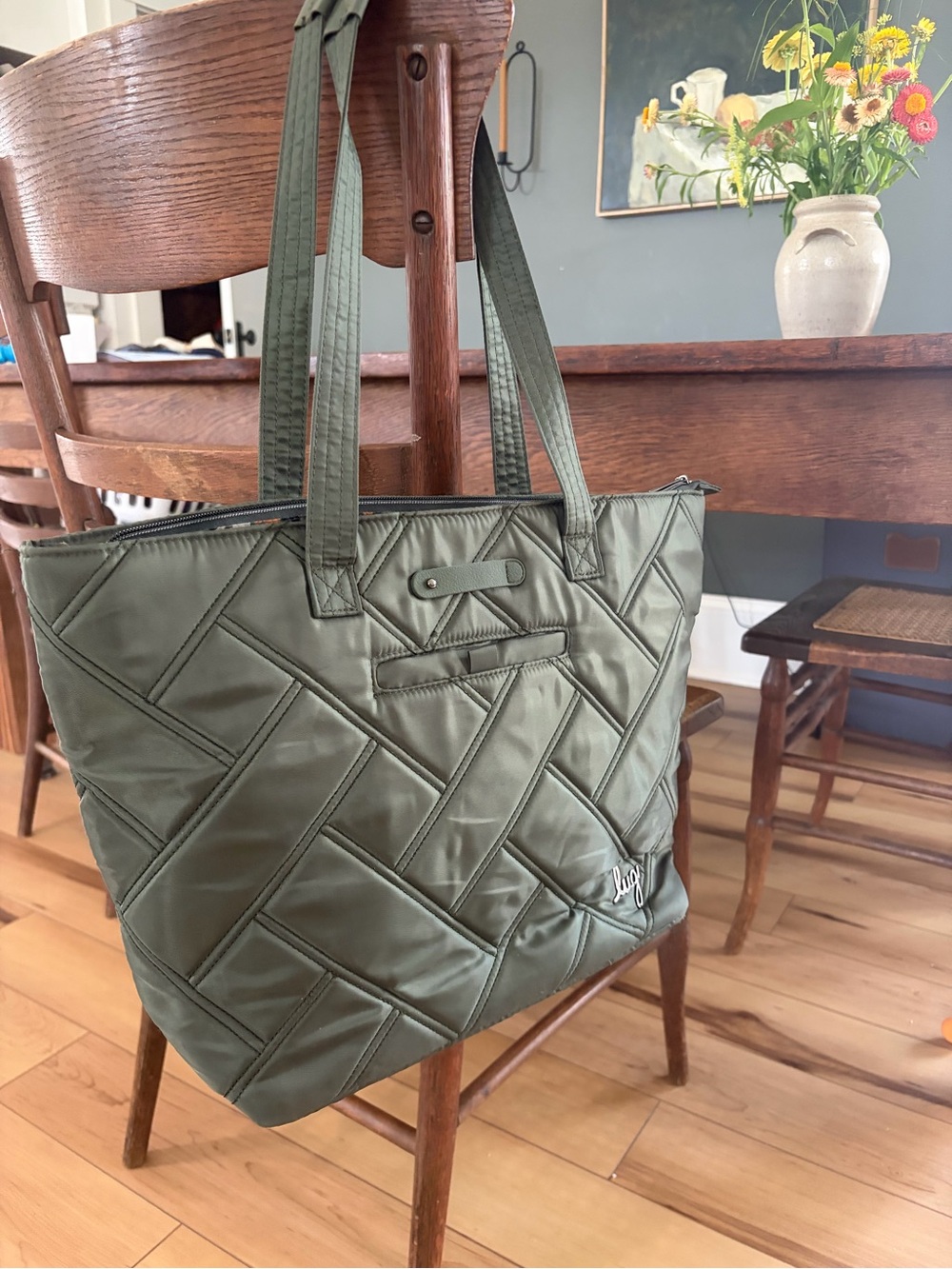 LUG skyliner tote bag Quilted Tote in Olive Green